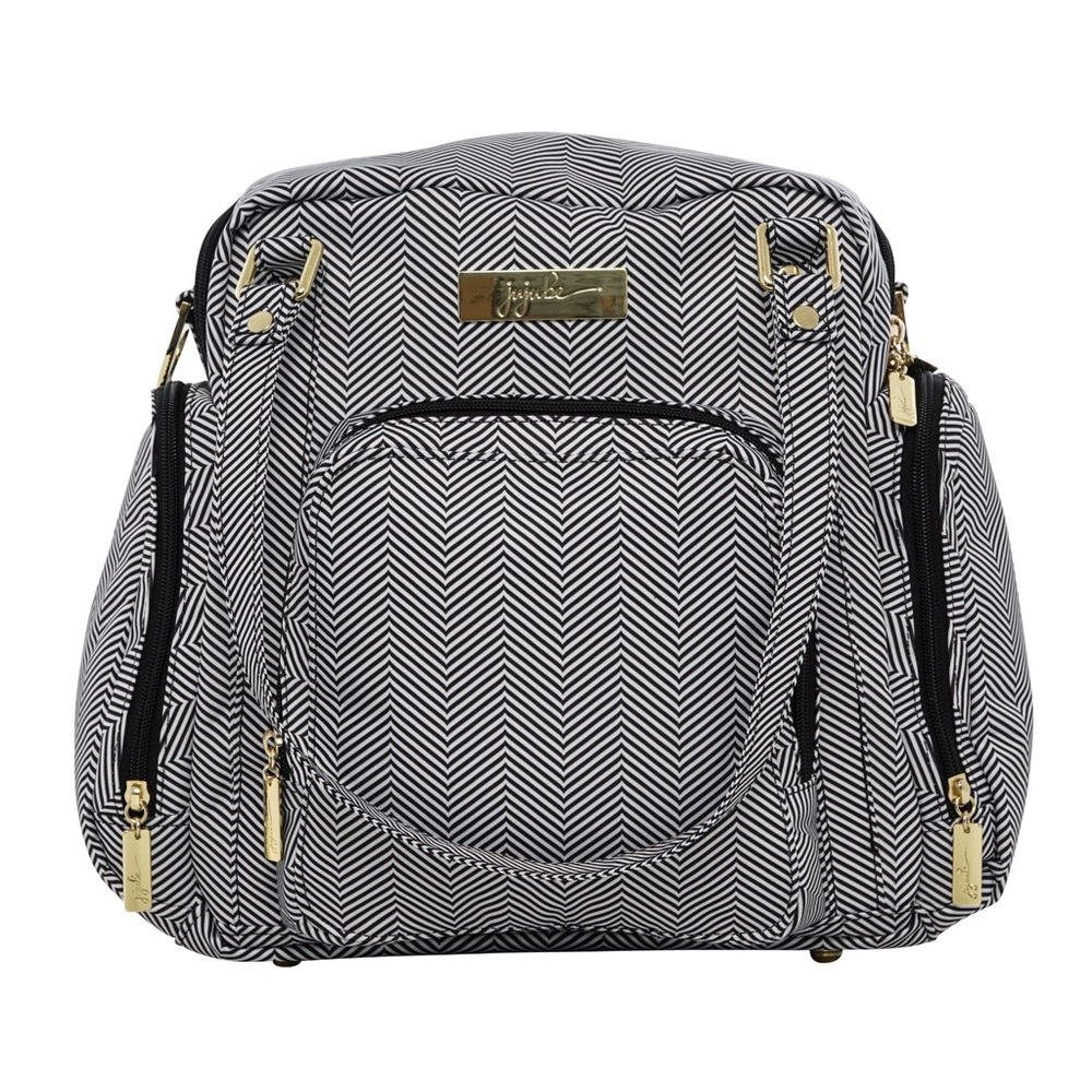 Ju-Ju-Be Black and White Chevron Diaper Bag with Gold Accent